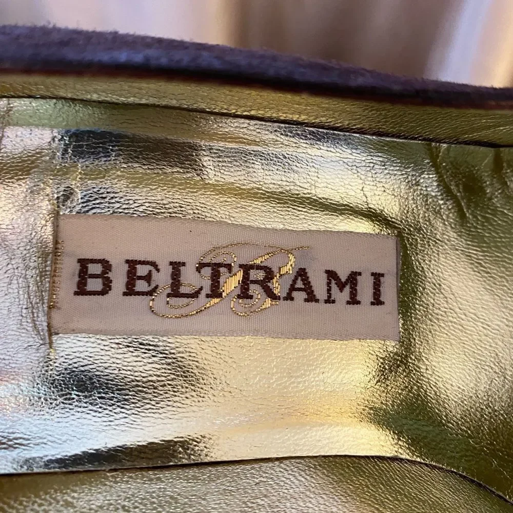 RARE Beltrami vintage cap toe chocolate suede pumps size 5 excellent condition